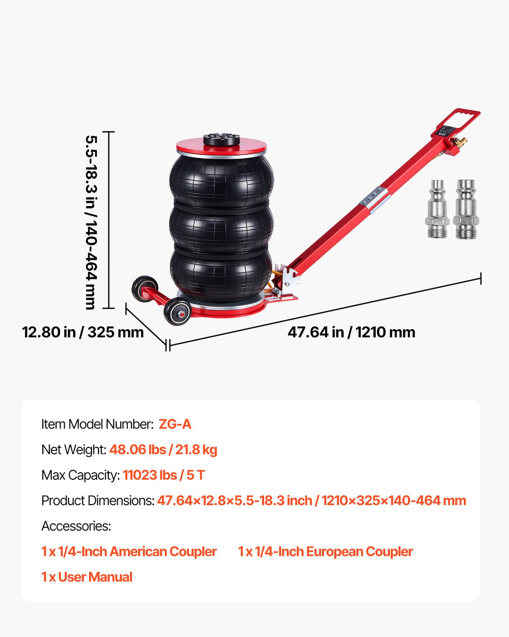 Pneumatinis keltuvas (oro pagalvė) VEVOR ZG-A, 5 tonos