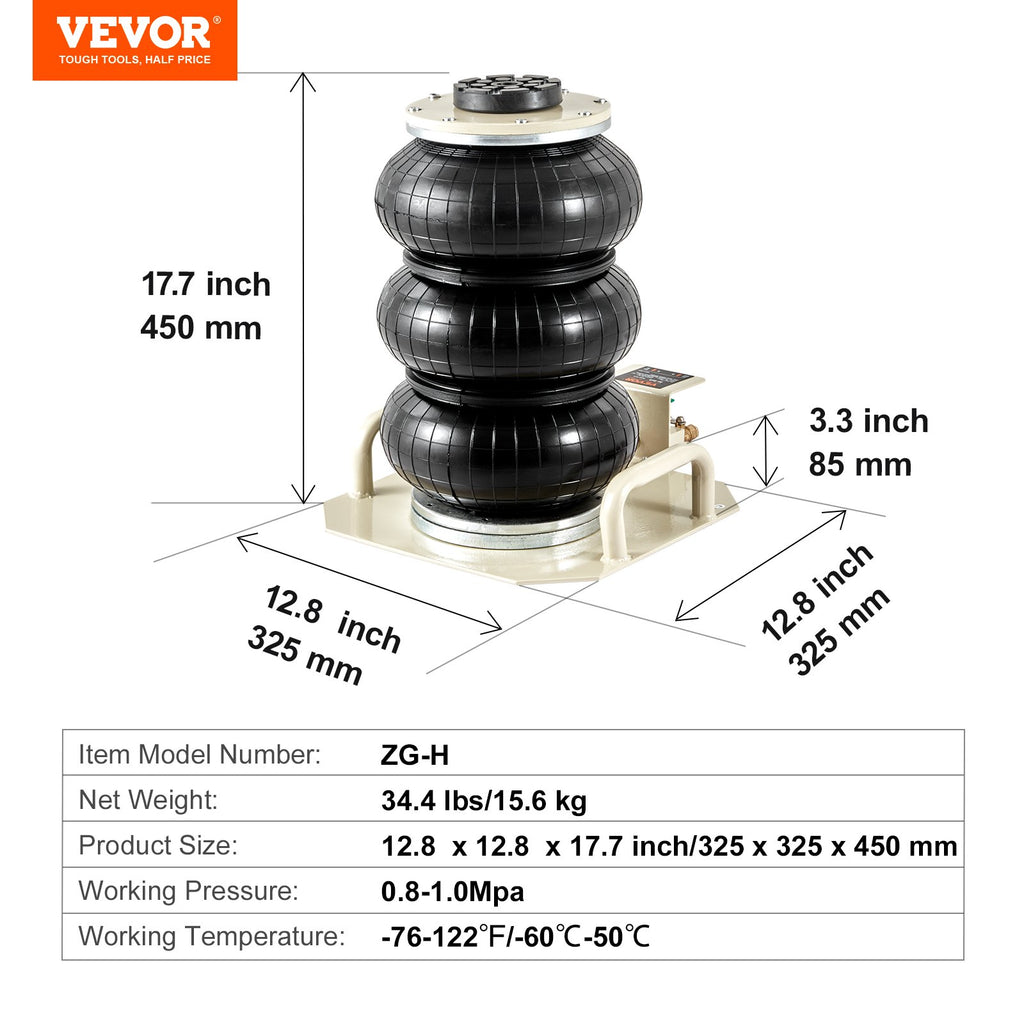 Pneumatinis domkratas (pagalvė) VEVOR ZG-H, 3 tonos