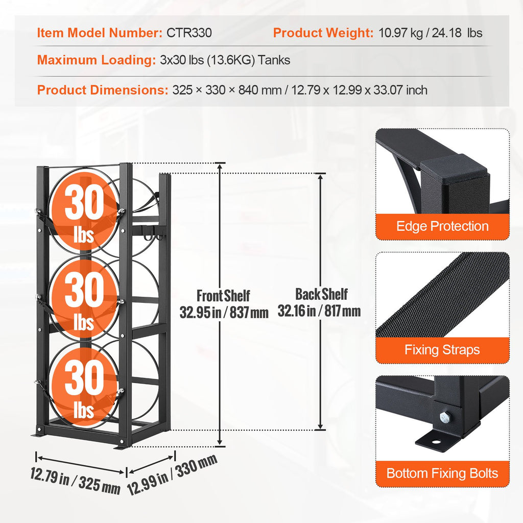 Šaltnešio balionų laikiklis VEVOR CTR330, 3 x 13,6 kg talpa