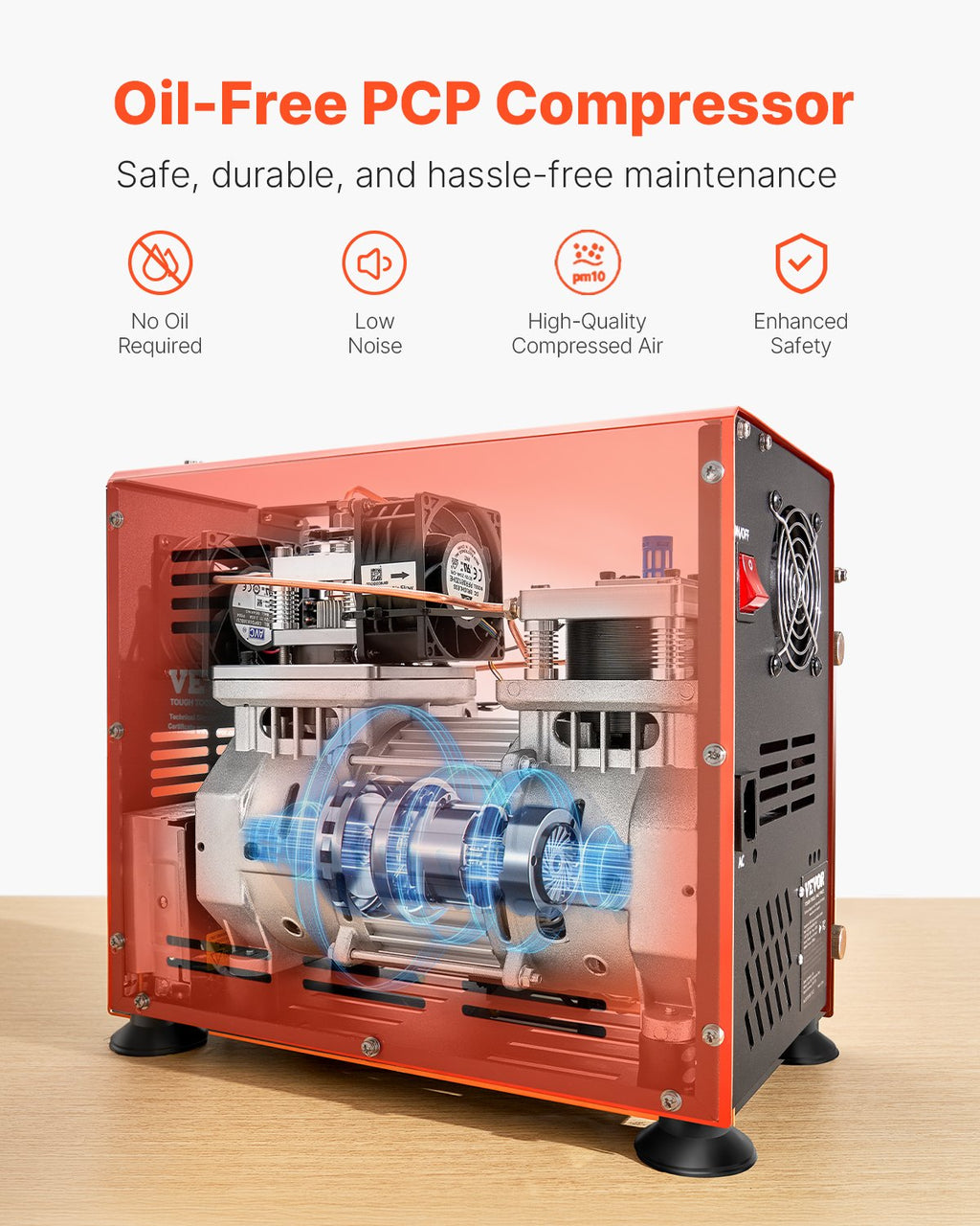 PCP oro kompresorius VEVOR 800W, 30Mpa