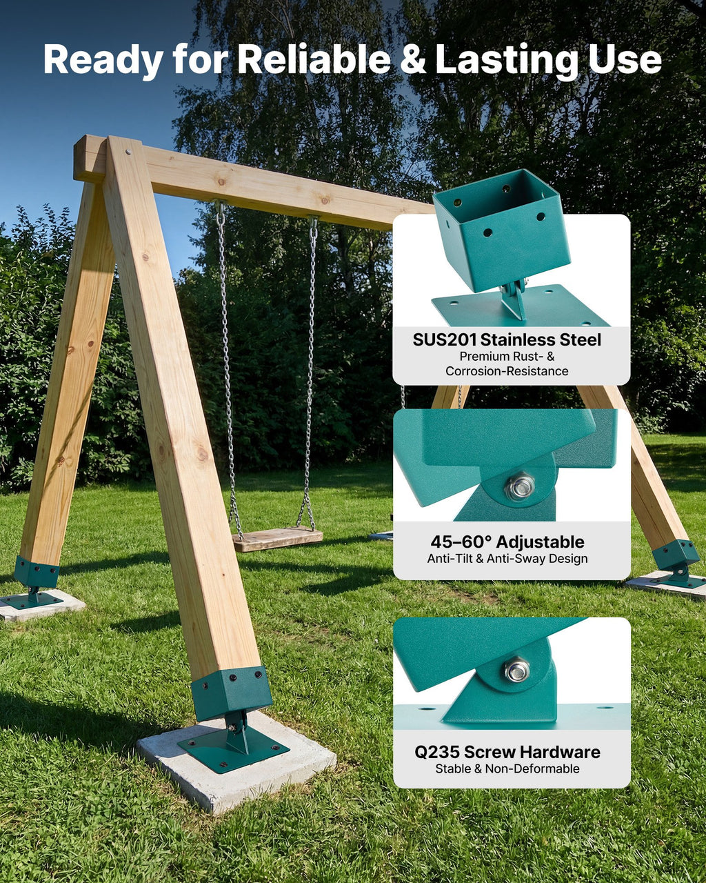 Sūpynių tvirtinimo laikikliai VEVOR HXQQTB4P, 91 x 91 mm stulpams
