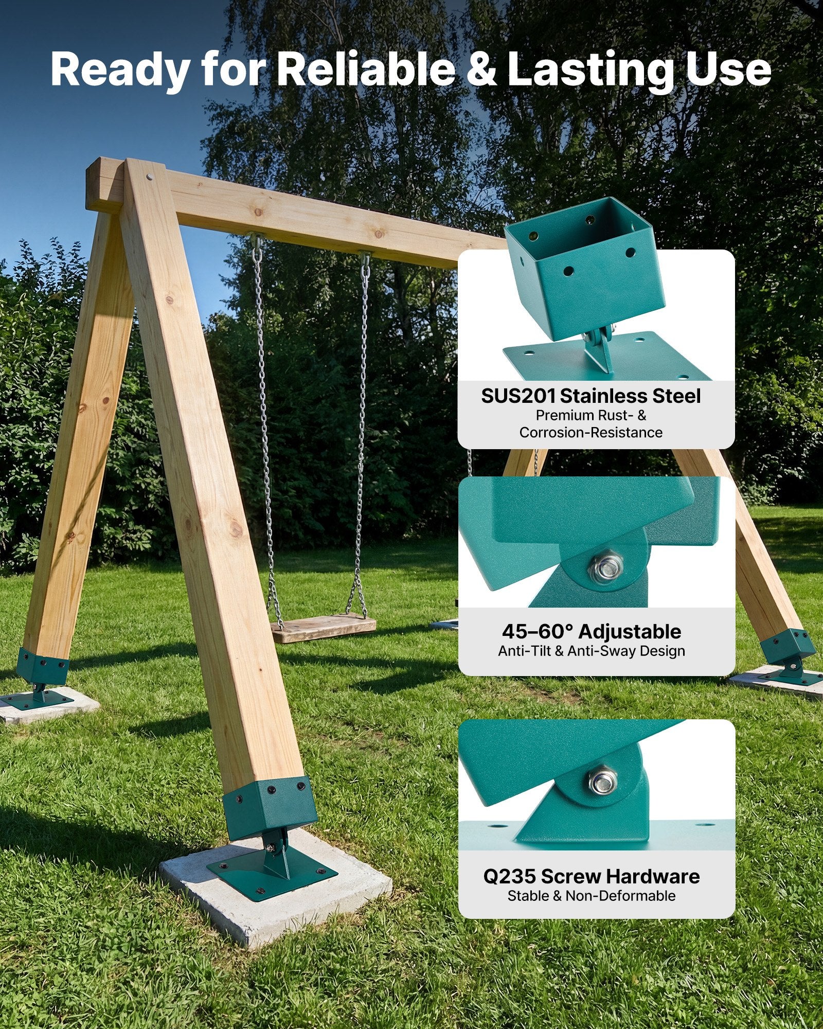 Sūpynių tvirtinimo laikikliai VEVOR HXQQTB4P, 91 x 91 mm stulpams