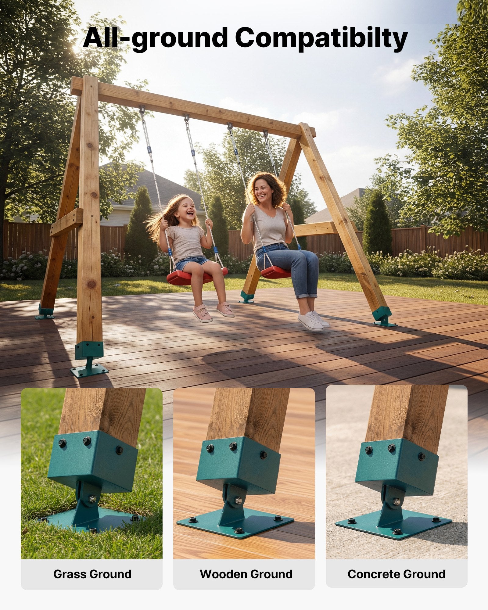 Sūpynių tvirtinimo laikikliai VEVOR HXQQTB4P, 91 x 91 mm stulpams