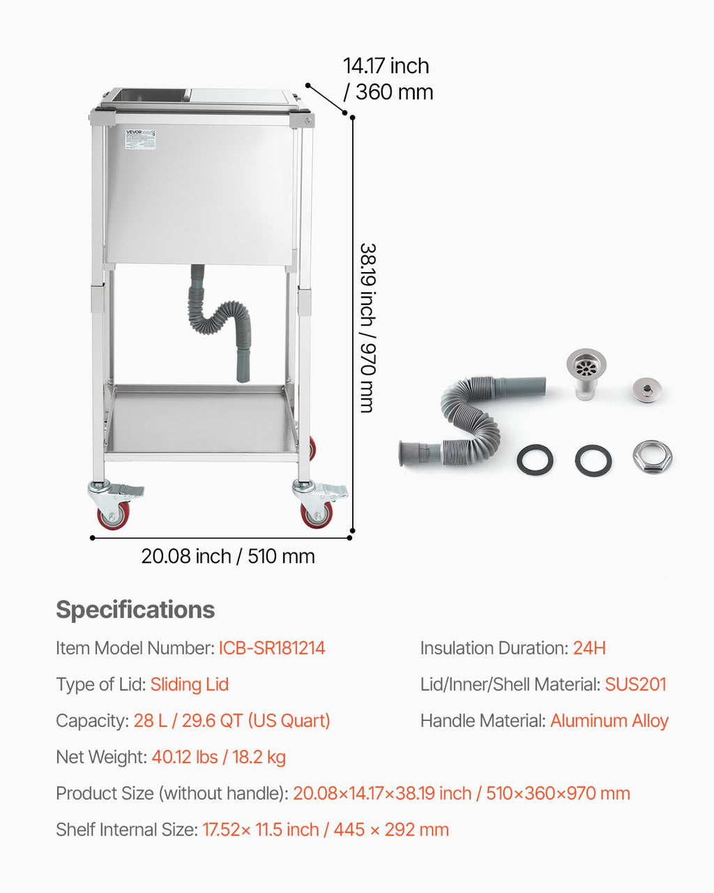 Mobili gėrimų šaldymo dėžė VEVOR ICB-SR181214, 28 l talpa