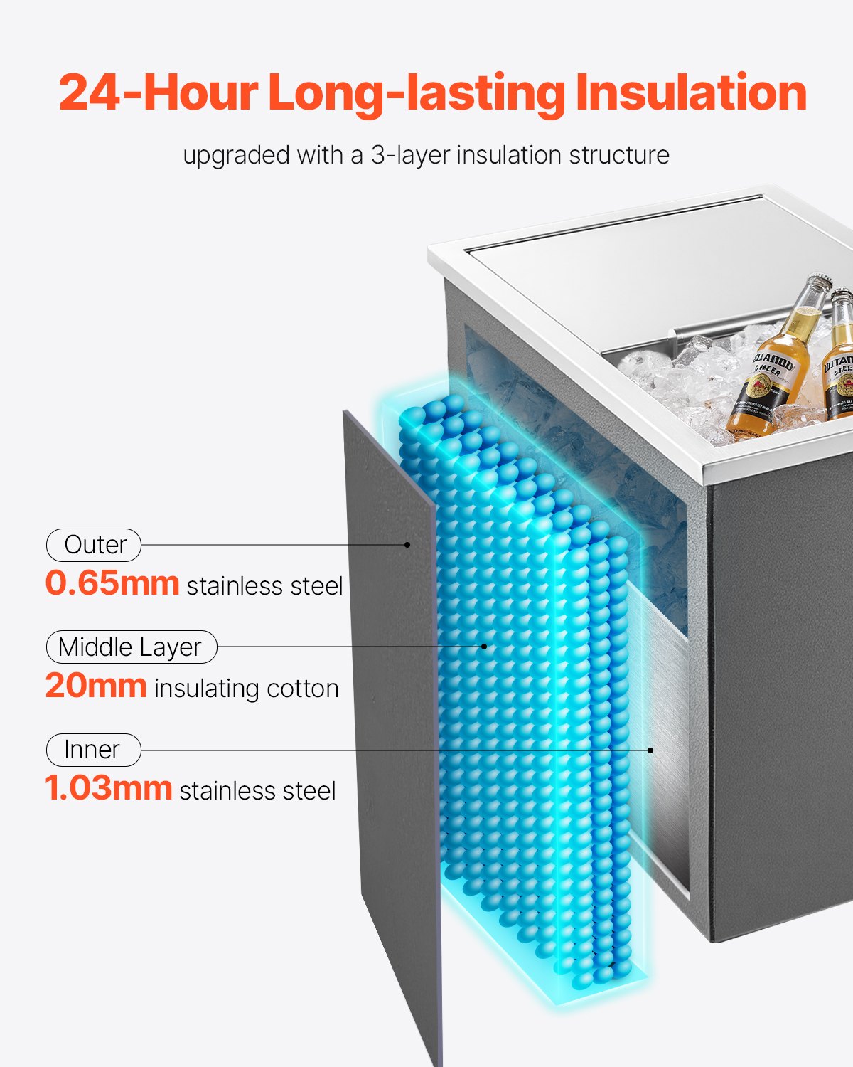 Įleidžiama ledo talpa VEVOR ICB-S181214, 27,1 l