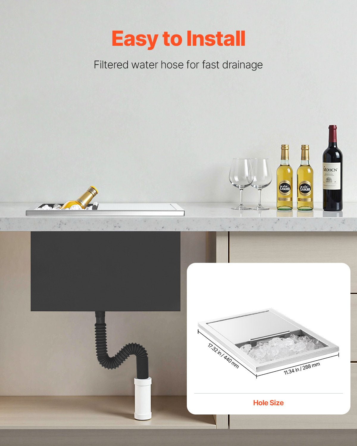 Įleidžiama ledo talpa VEVOR ICB-S181214, 27,1 l