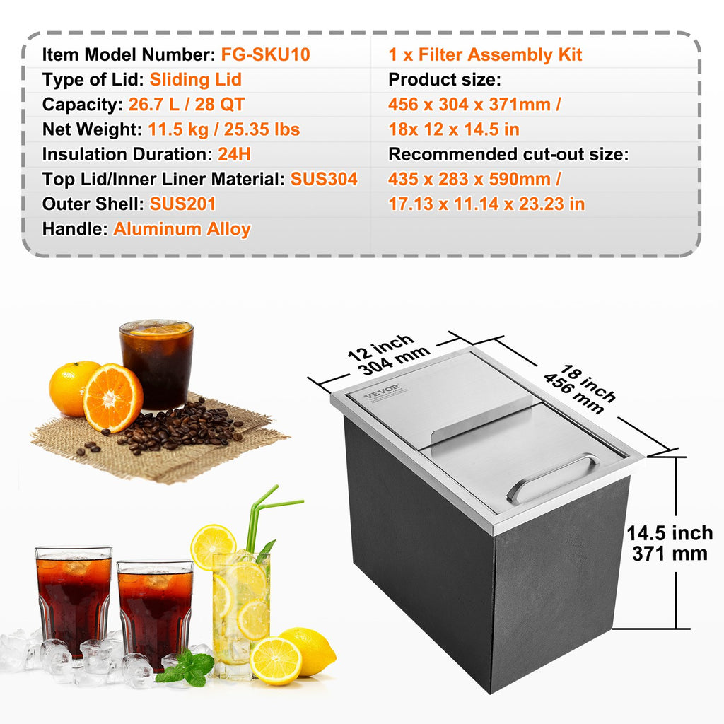 Įleidžiama ledo talpa VEVOR FG-SKU10, 26,7 l