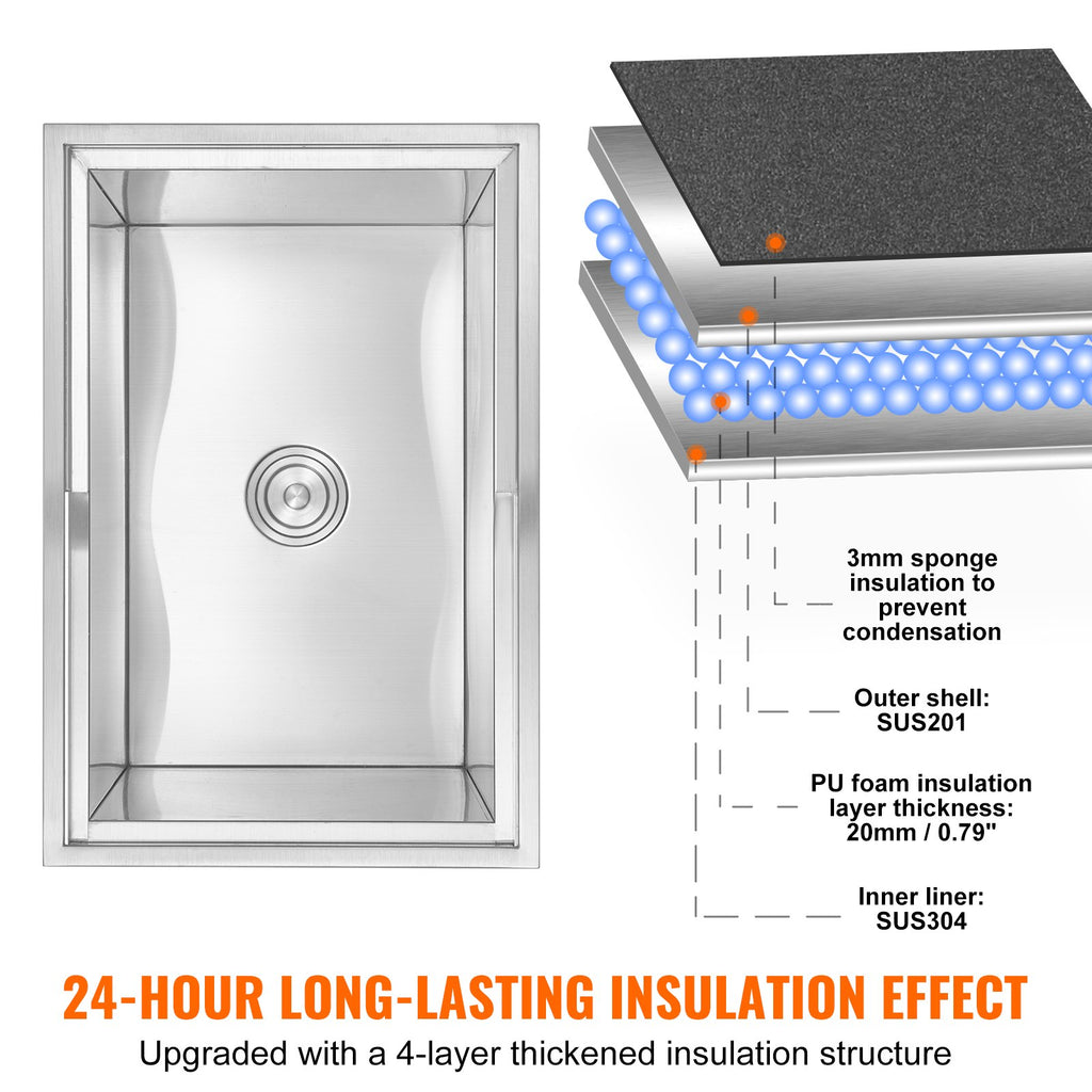 Įmontuojama ledo talpa VEVOR FG-SKU13, 109,5 l