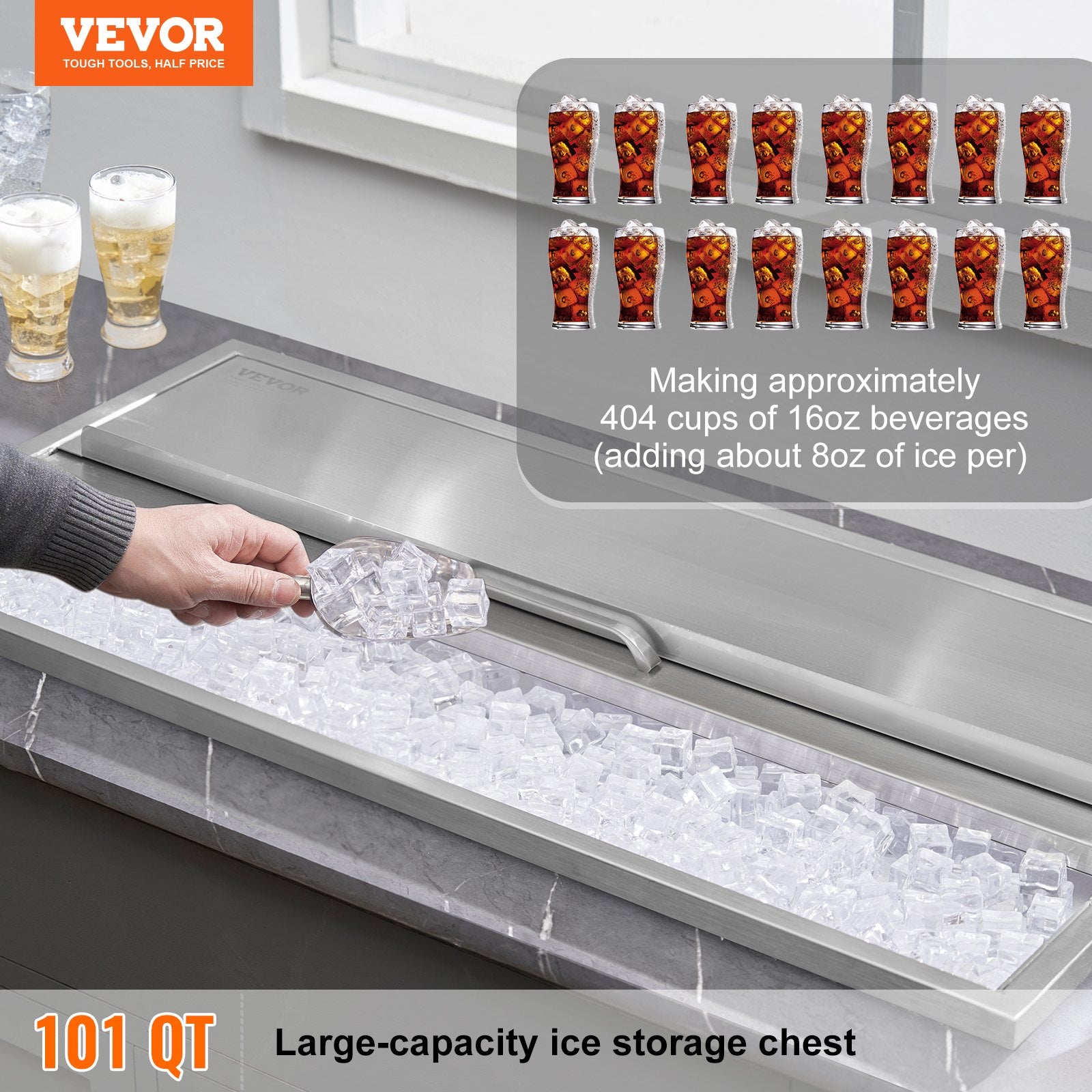 Įmontuojama ledo talpa VEVOR FG-SKU12, 95,6 l