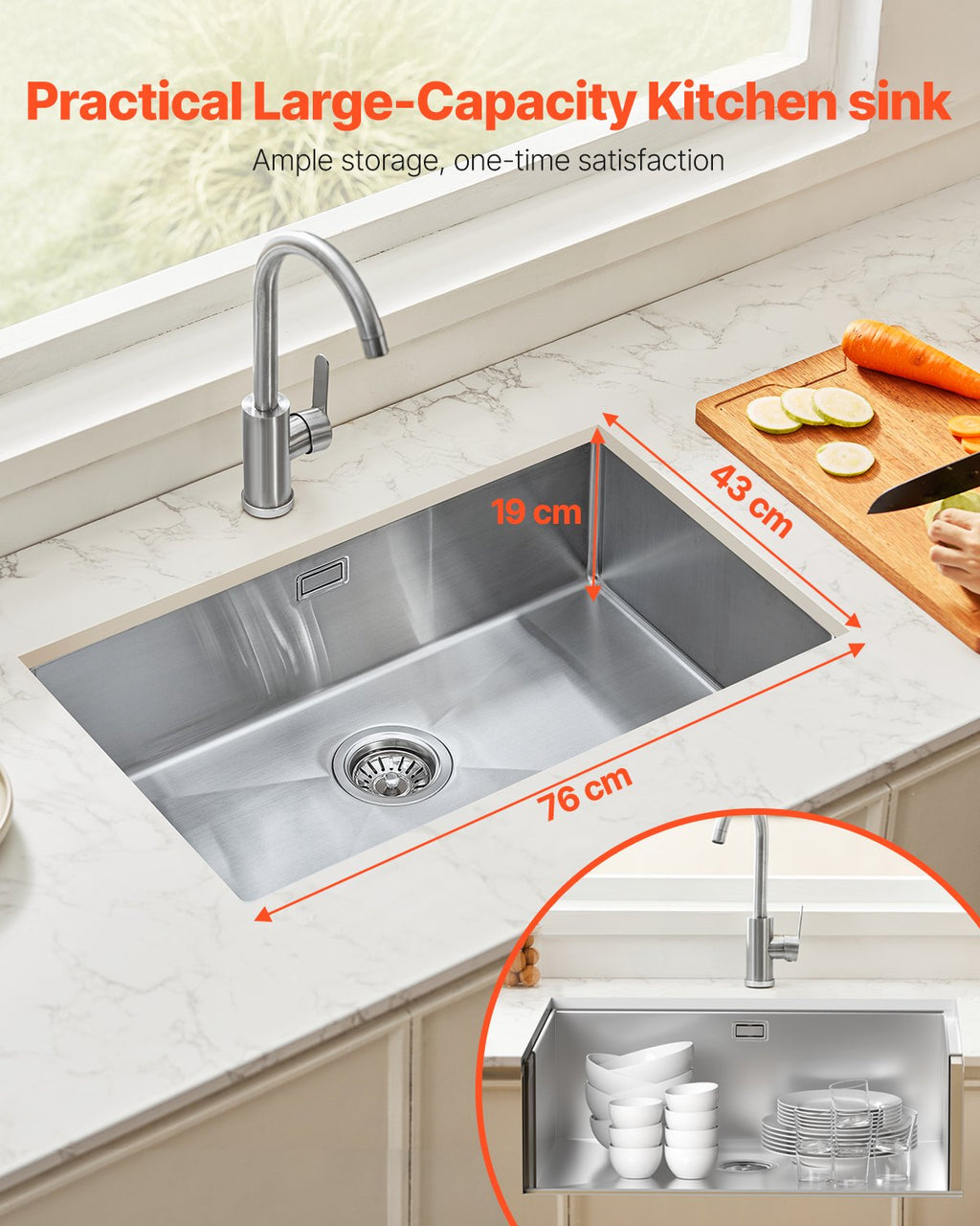 Virtuvinė plautuvė VEVOR U764319RS0, 76 cm