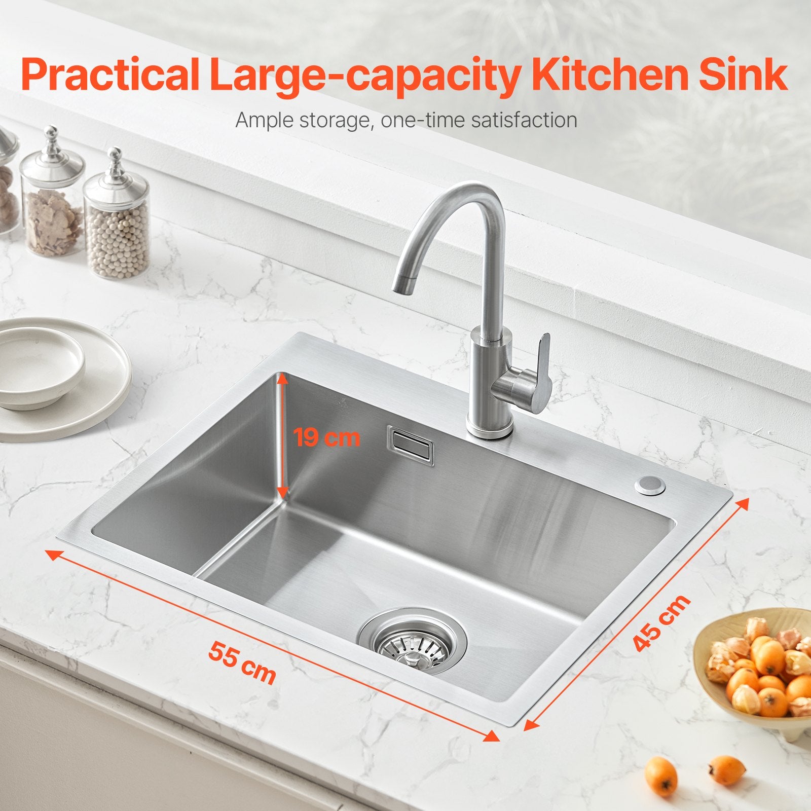 Virtuvės plautuvė VEVOR T554519RS0, 55 cm
