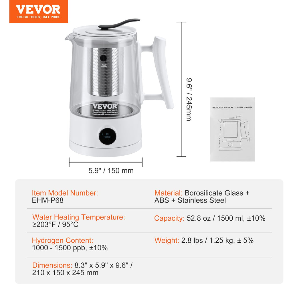 Vandenilio vandens generatorius VEVOR EHM-P68, 1,5 l