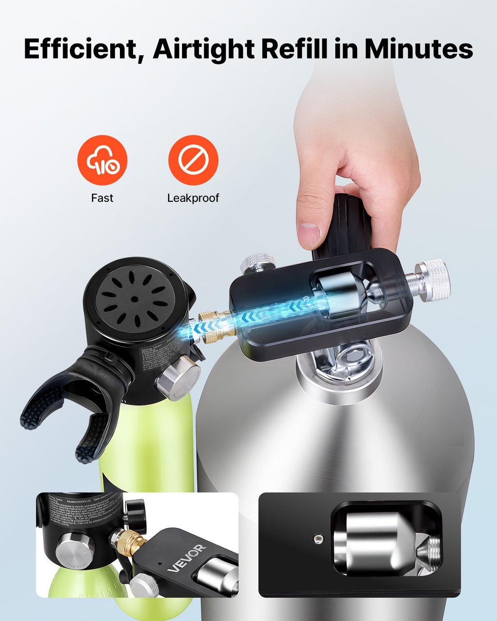 Nardymo balionų pildymo adapteris VEVOR S01, 8 mm jungtis