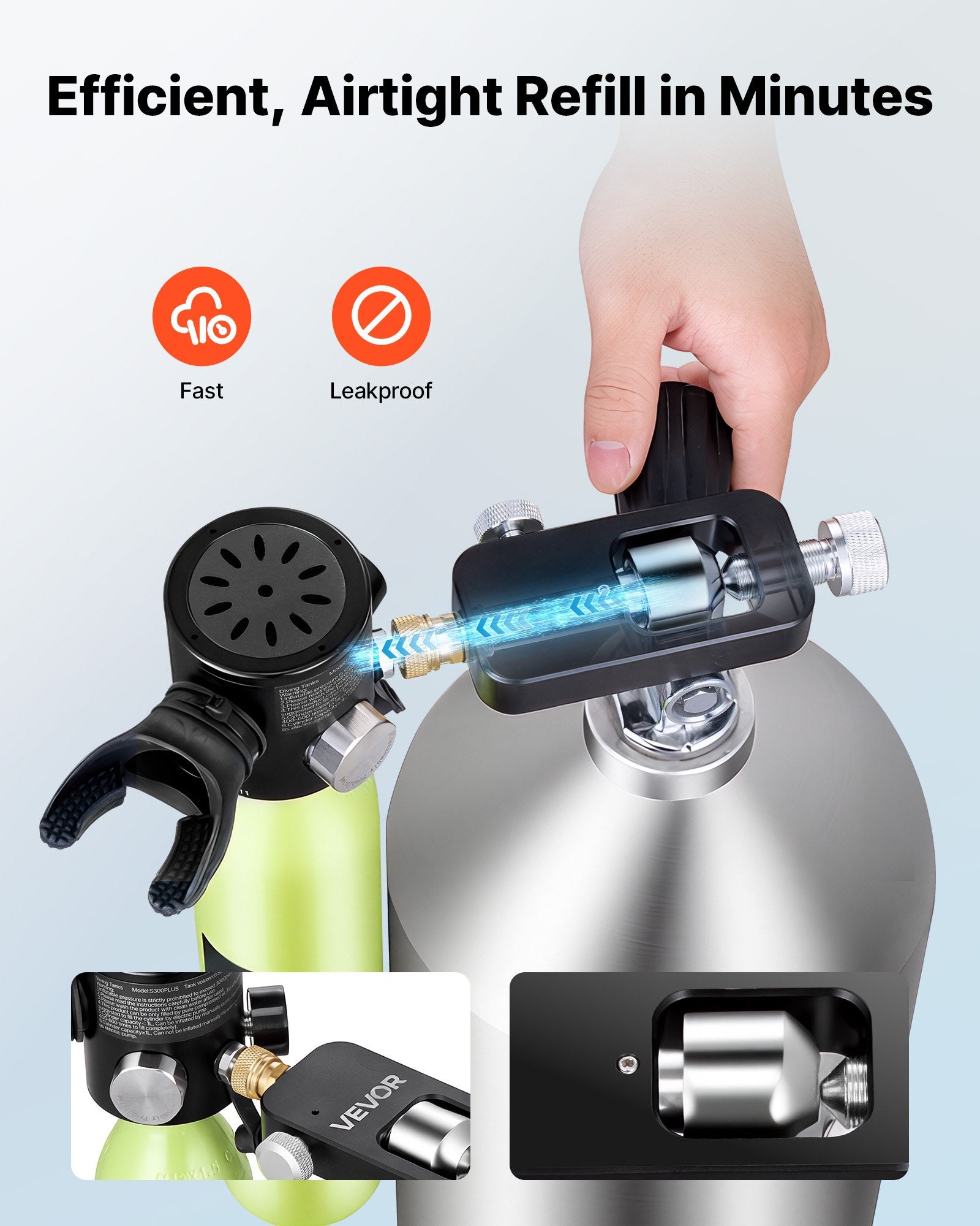 Nardymo balionų pildymo adapteris VEVOR S01, 8 mm jungtis