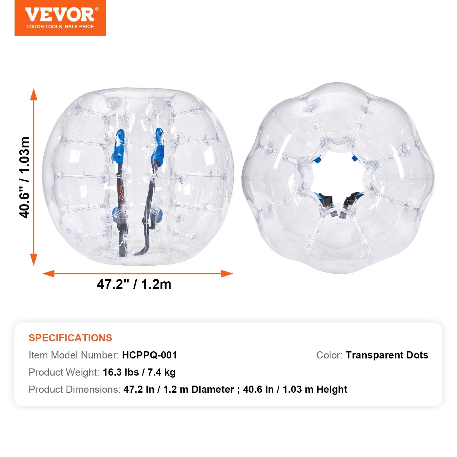 Pripučiamas pramogų kamuolys VEVOR HCPPQ-001, 1,2 m skersmens