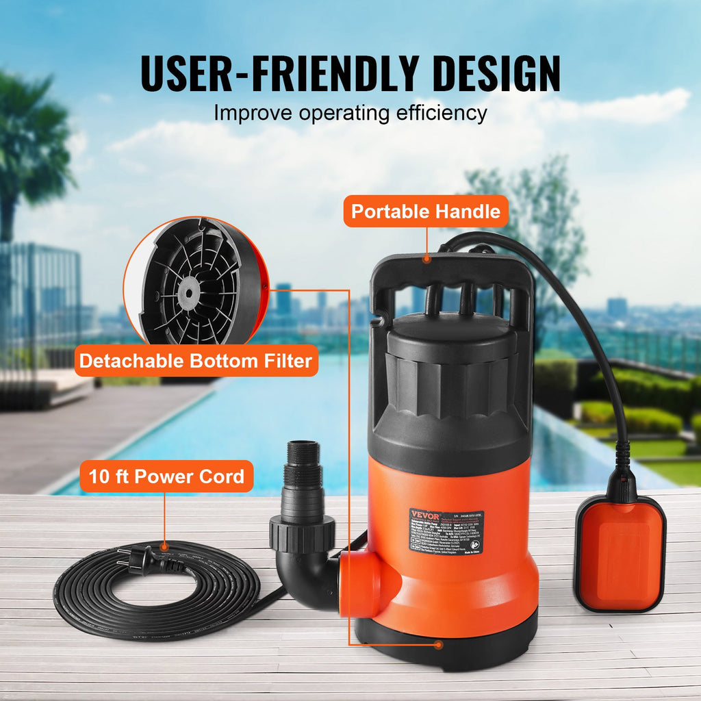 Panardinamas drenažinis siurblys VEVOR ZXQ500-B, 400W