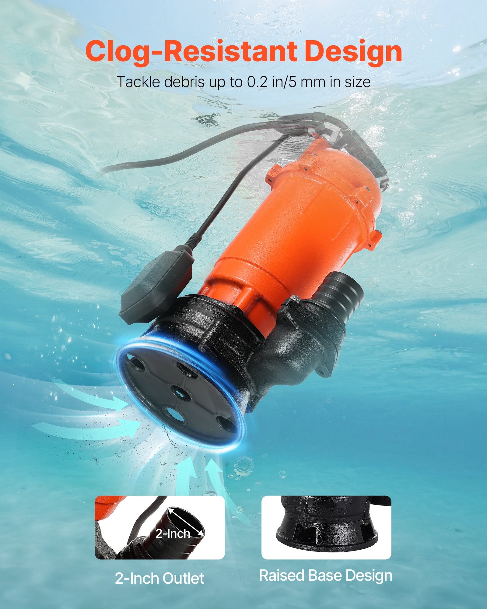 Panardinamas nuotekų siurblys VEVOR WQDK1500, 1500 W