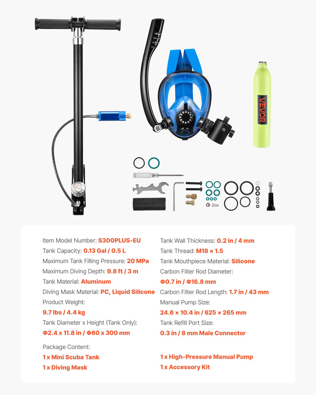 Mini nardymo balionas VEVOR S300PLUS-EU, 0,5 l talpos