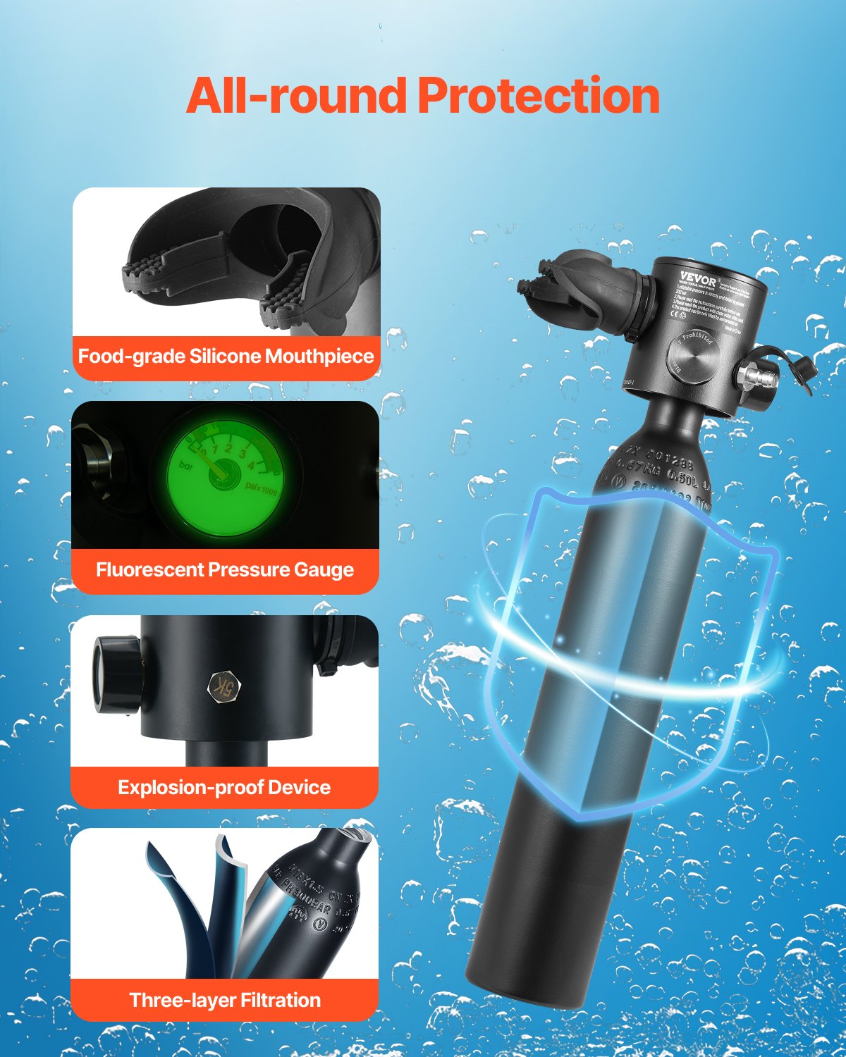 Nardymo balionas VEVOR C300PLUS, 0,5 l talpa