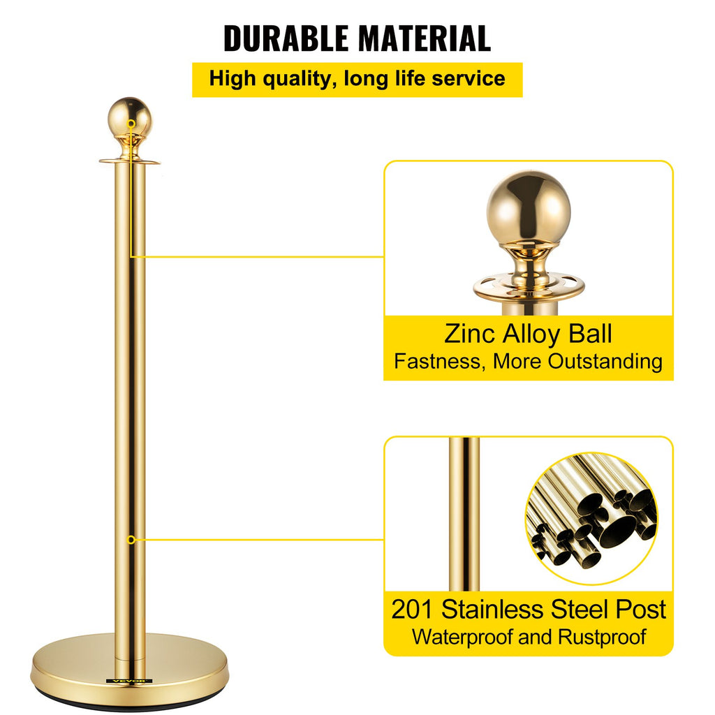 Atitvarų stulpeliai VEVOR Gold Stanchions 6Pcs, 6 vnt. komplektas
