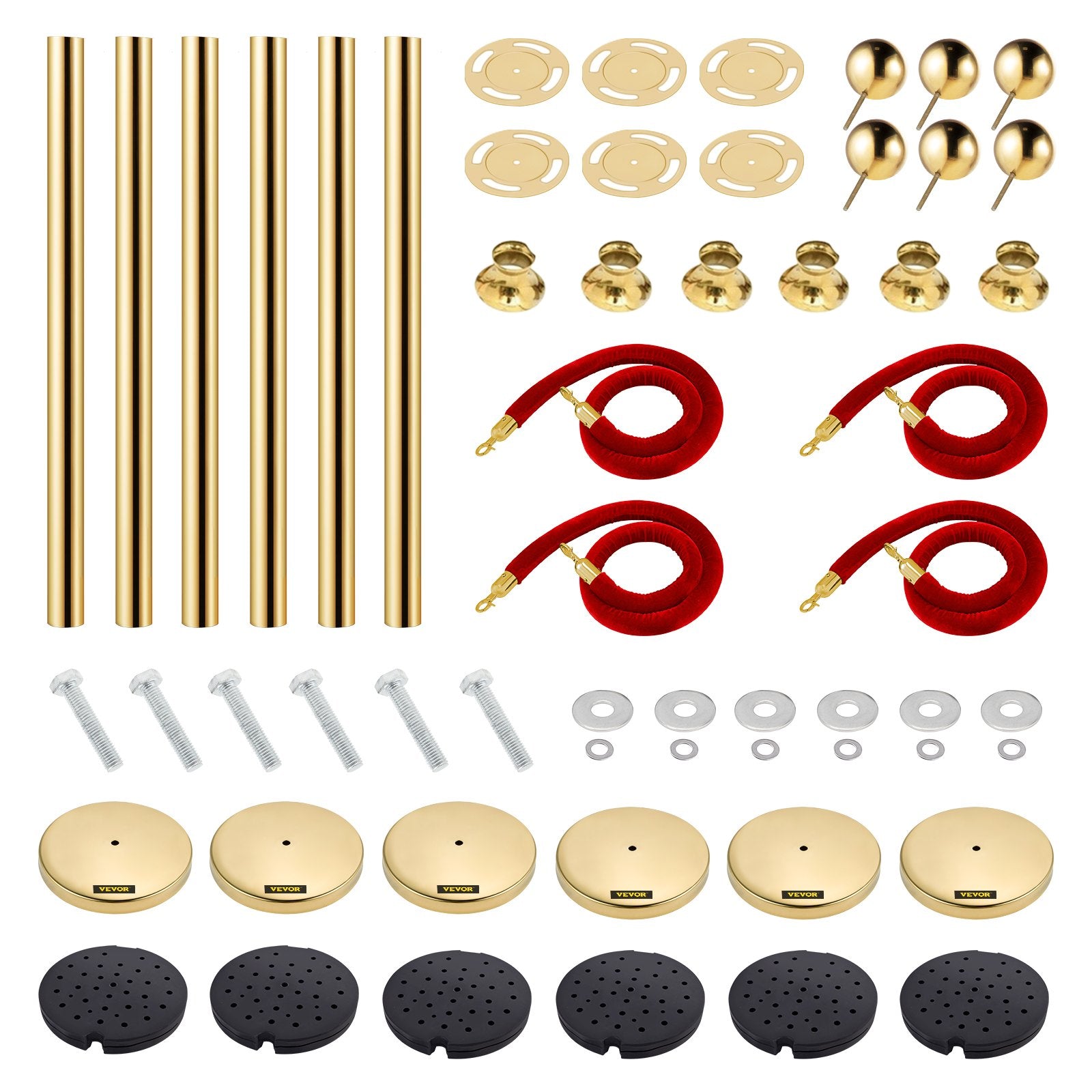 Atitvarų stulpeliai VEVOR Gold Stanchions 6Pcs, 6 vnt. komplektas