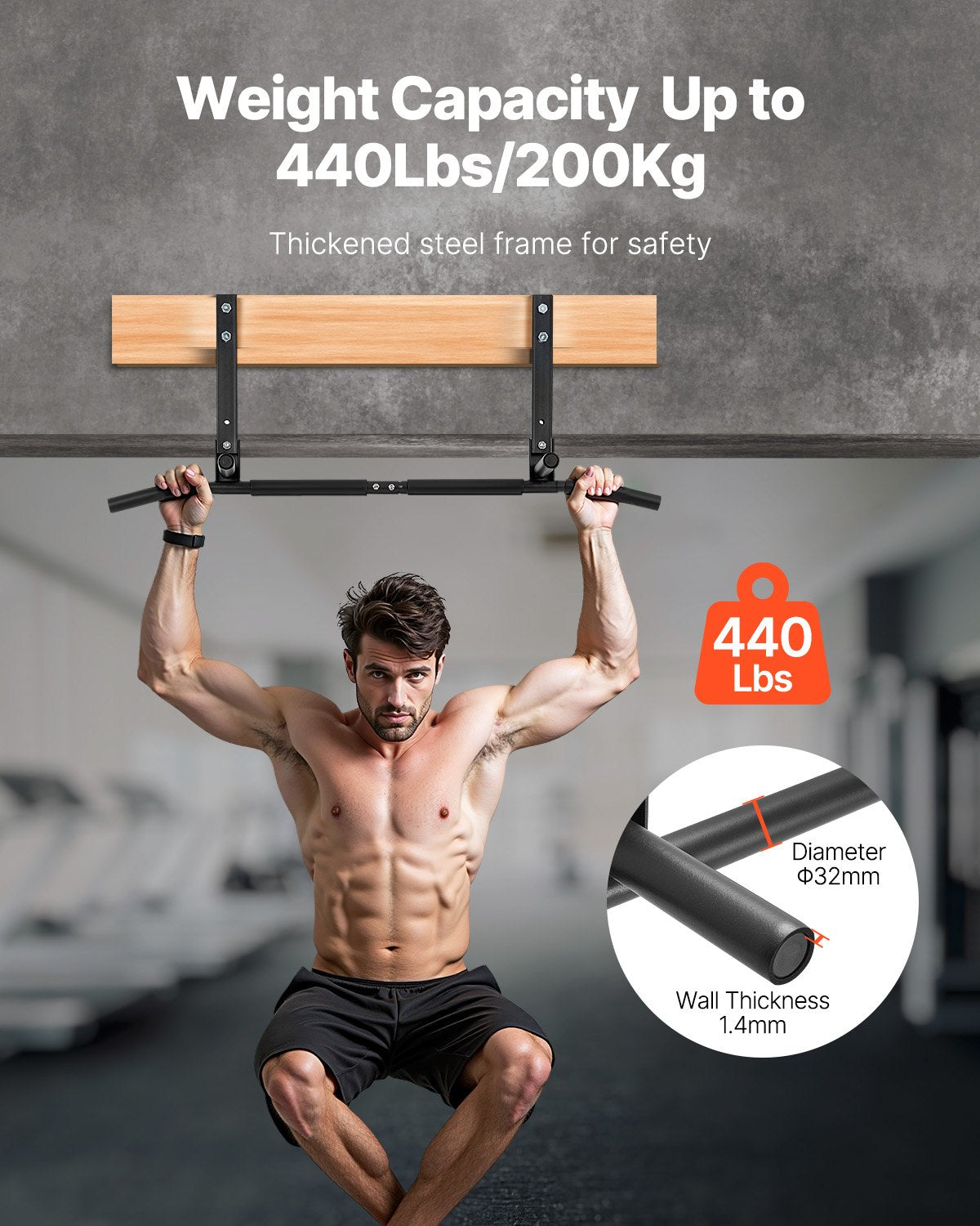 Prisitraukimų skersinis VEVOR S3005, 200 kg keliamoji galia