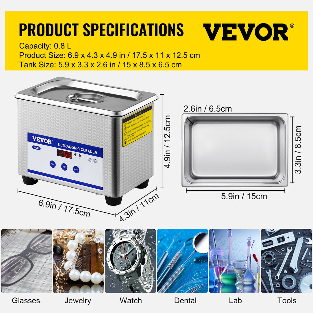 Ultragarsinė vonelė VEVOR 0.8L, 35W