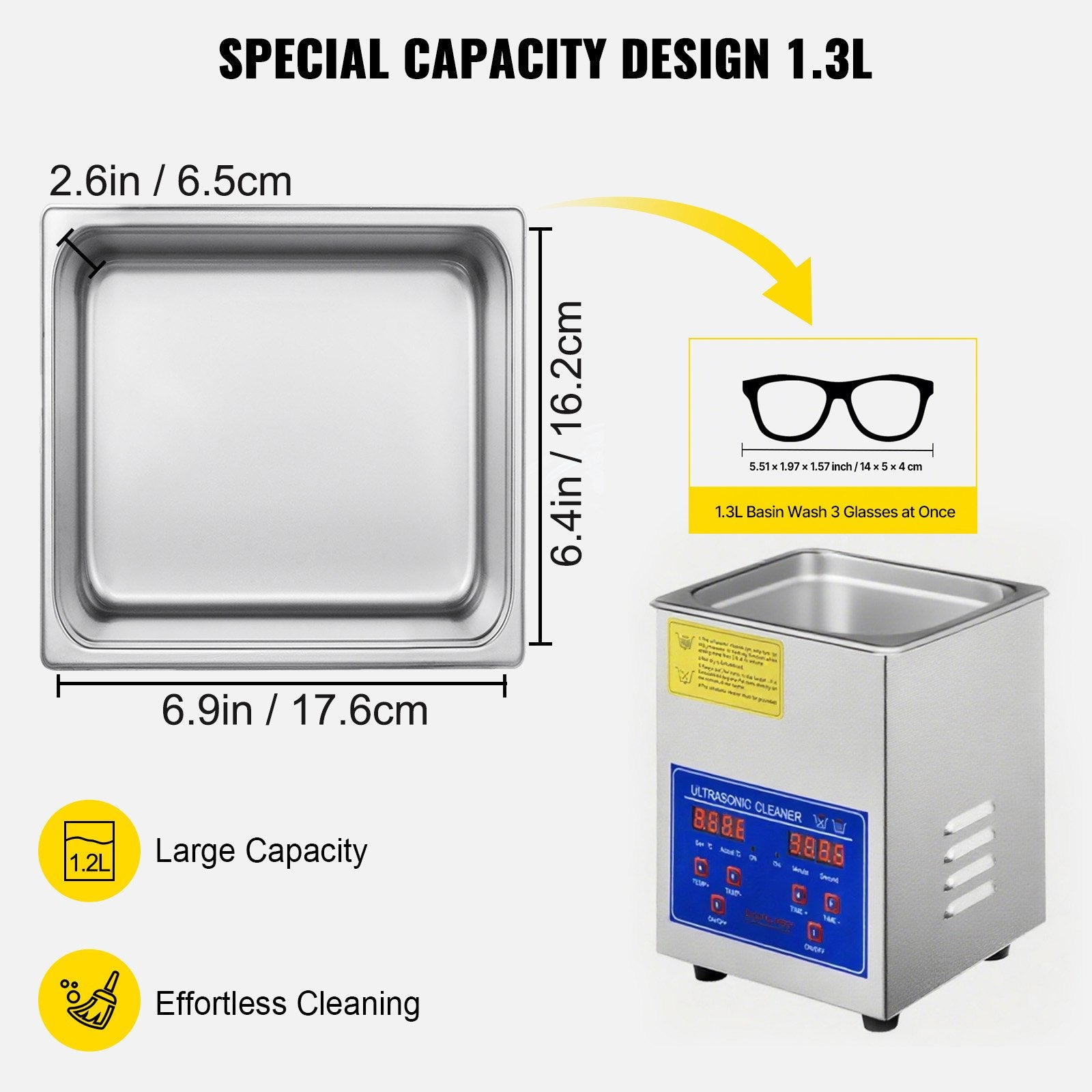 Ultragarsinė valyklė VEVOR 60W, 1,3 l