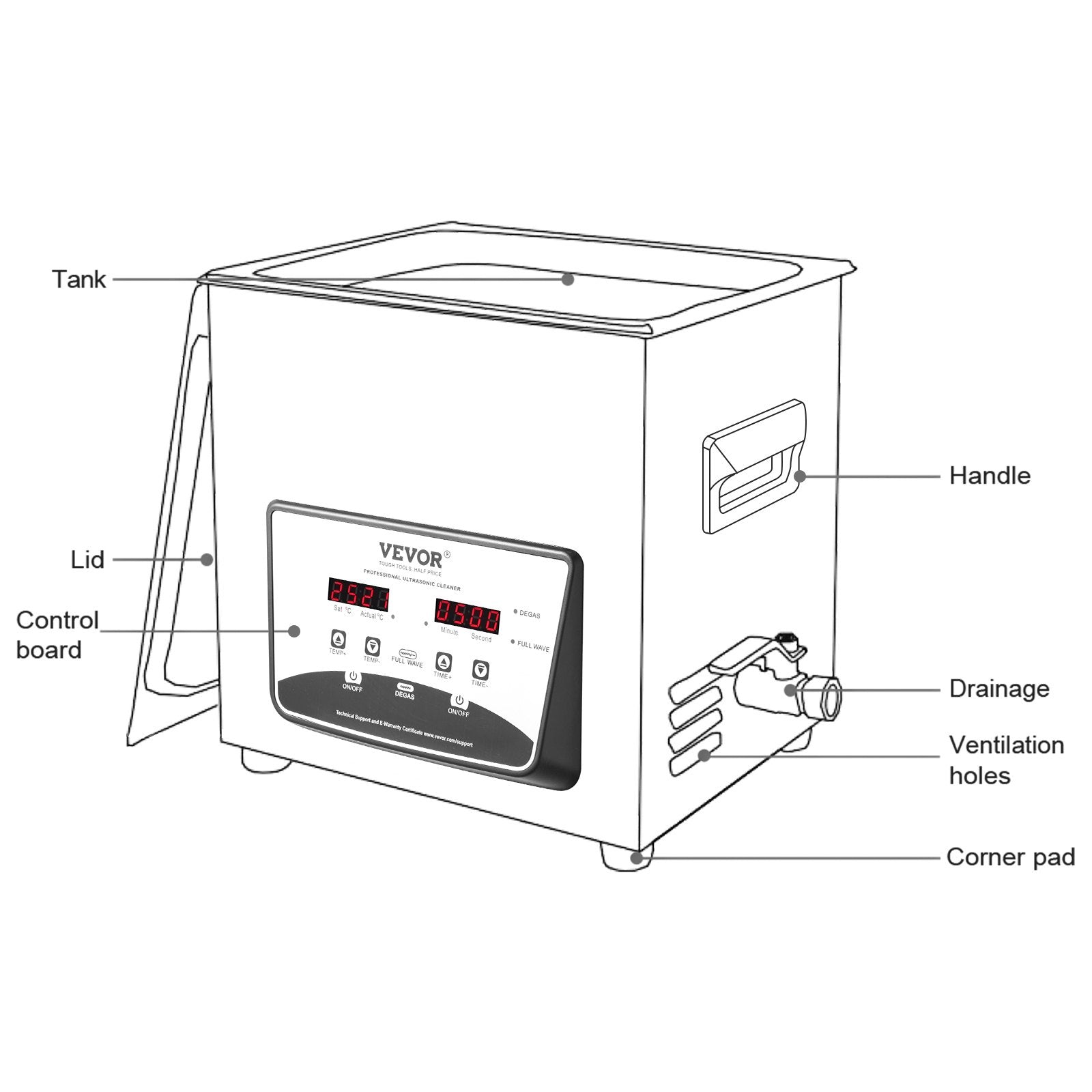 Ultragarsinė valyklė VEVOR 10L, 240W