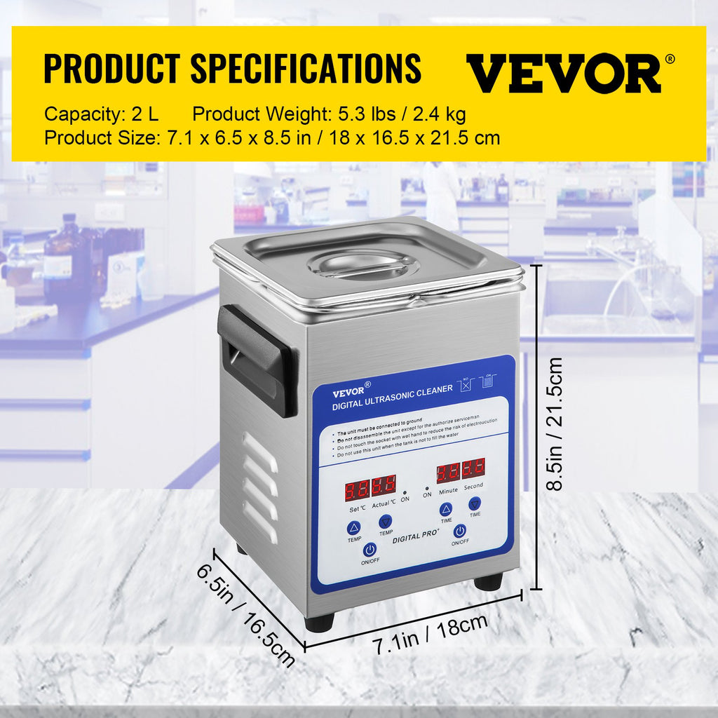 Ultragarsinė valymo vonelė VEVOR TH-010A, 2 l