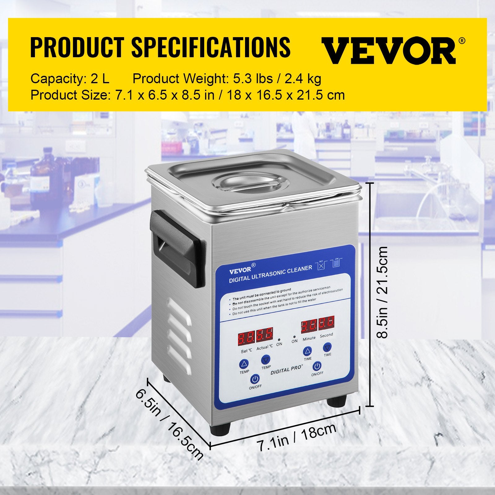 Ultragarsinė valymo vonelė VEVOR TH-010A, 2 l