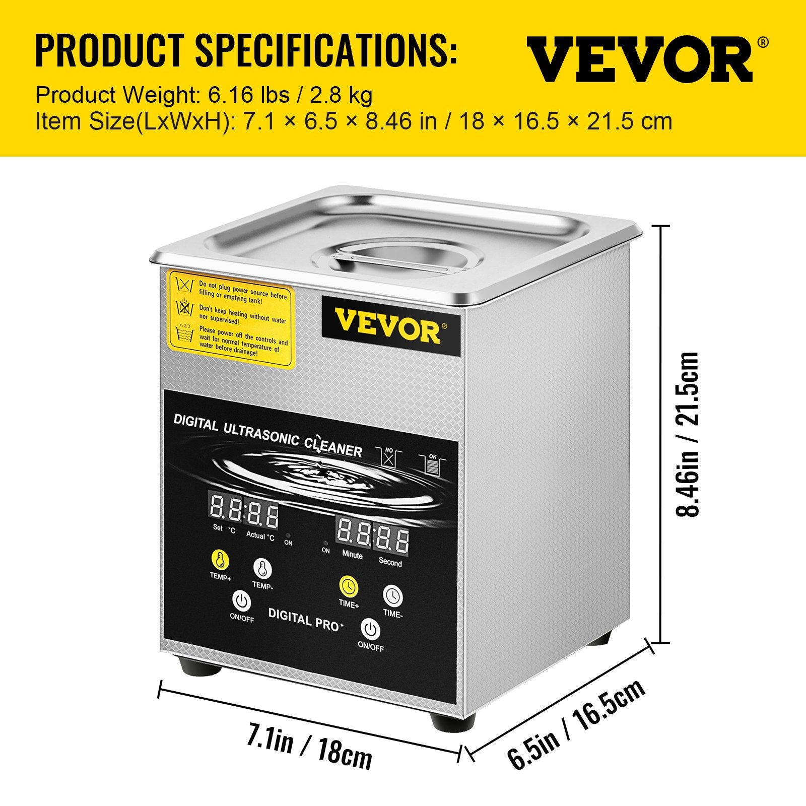 Ultragarso valytuvas VEVOR MH-010S, 2 l talpa