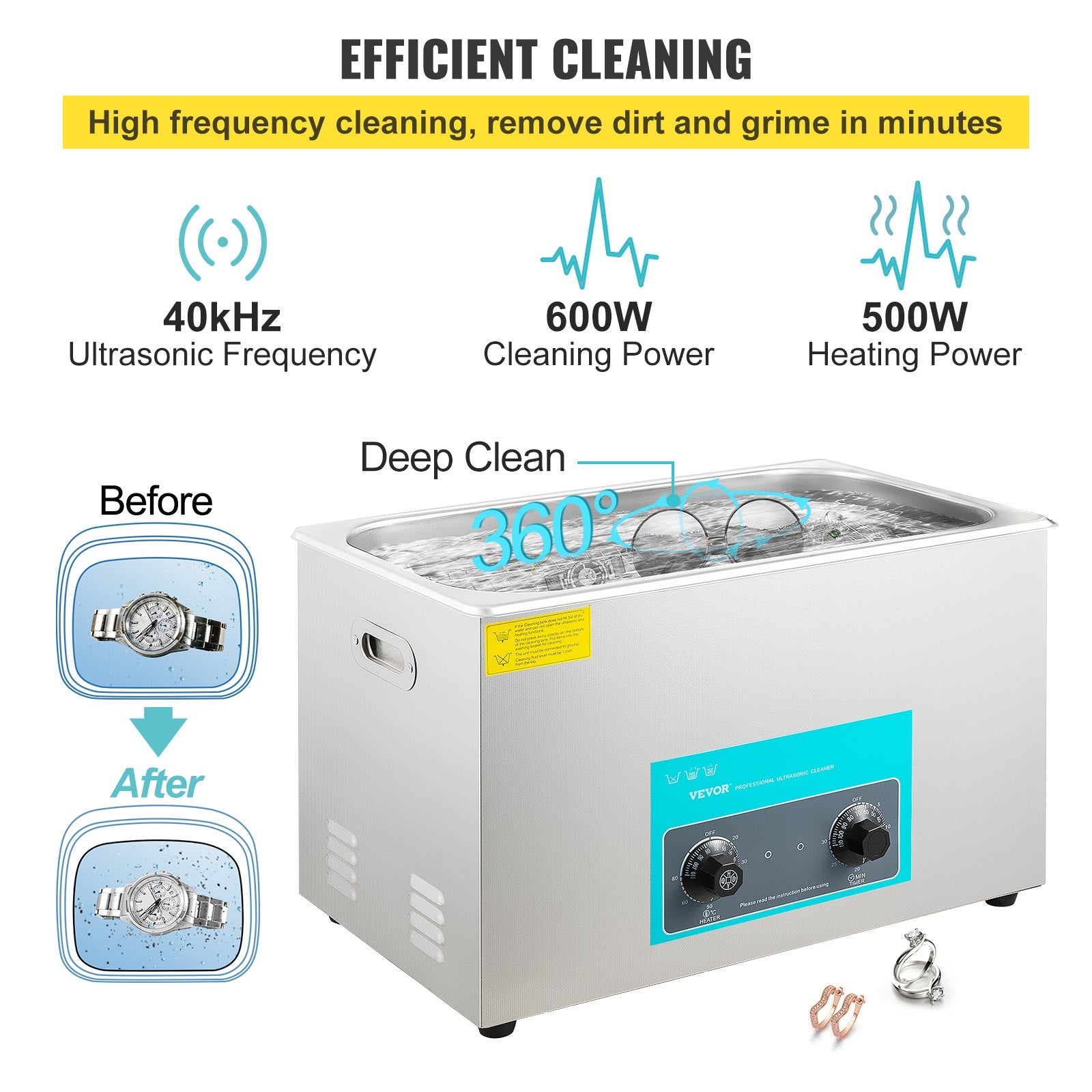 Ultragarsinė valyklė VEVOR 30L, 600W
