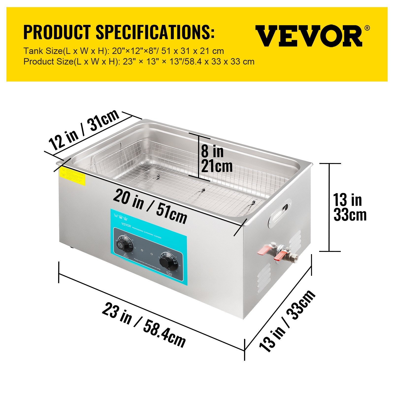 Ultragarsinė valyklė VEVOR 30L, 600W