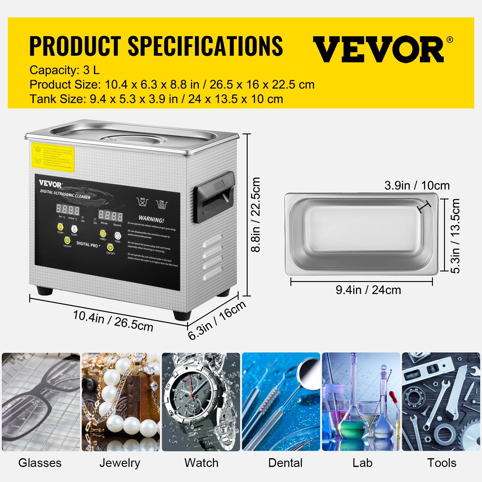 Ultragarsinė vonelė VEVOR MH-020S, 3 l talpos
