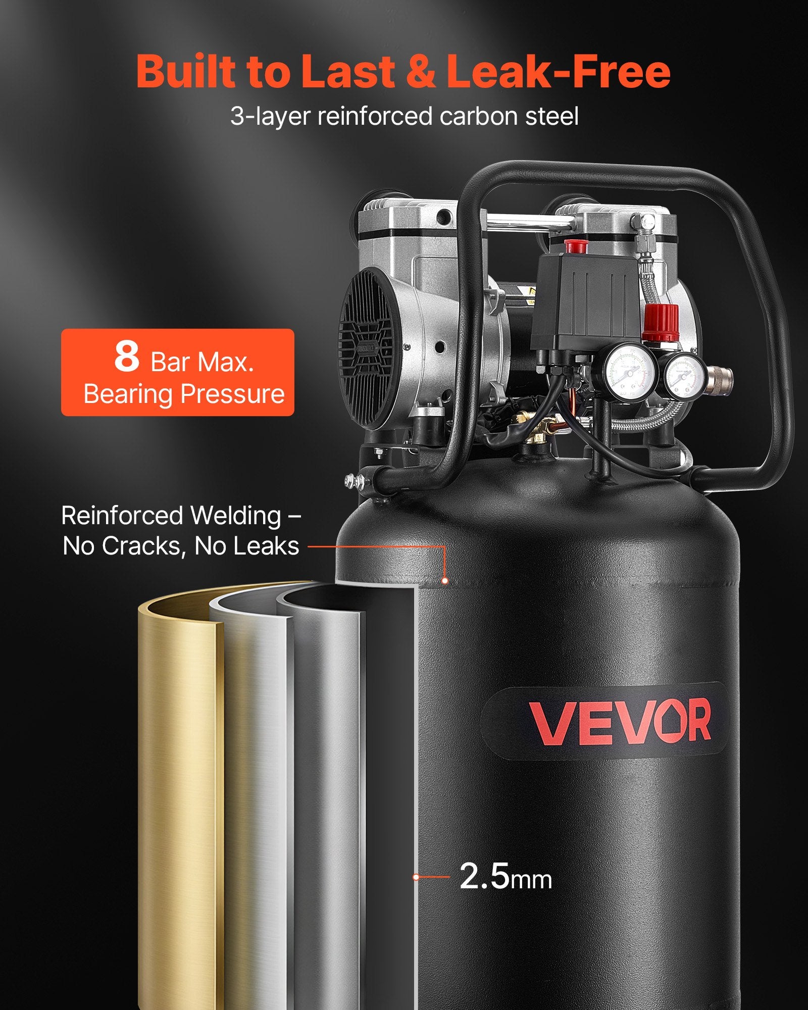 Oro kompresorius VEVOR 1680D/8bar-148FF-10A45L, 50 l