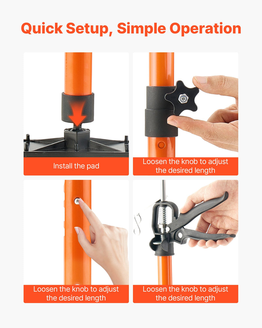 Teleskopiniai atraminiai strypai VEVOR JF-ZCG003-245, 54–155 cm