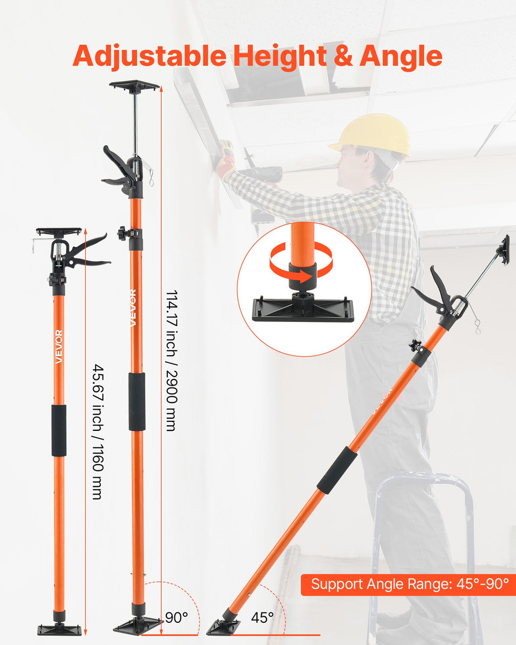 Teleskopinis atraminis strypas VEVOR JF-ZCG003-2114, 116–290 cm.