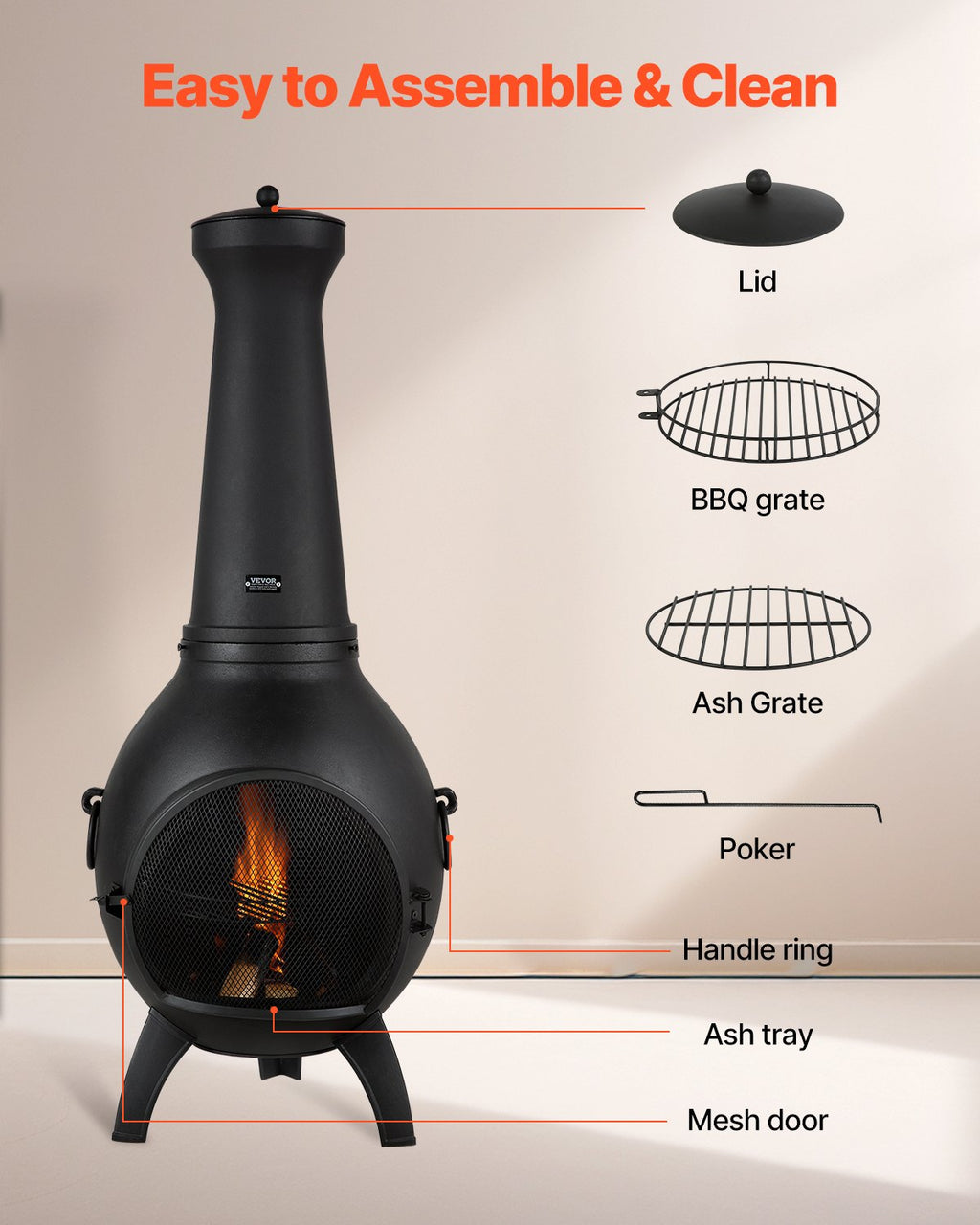 Lauko židinys VEVOR 81041-L, 22 colių skersmens