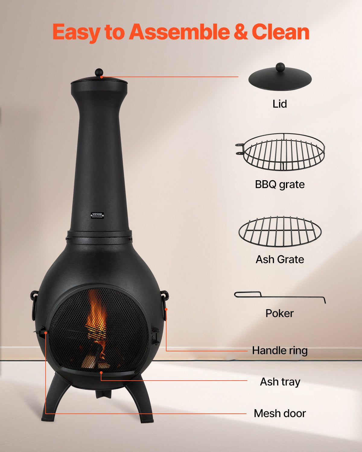 Lauko židinys VEVOR 81041-L, 22 colių skersmens