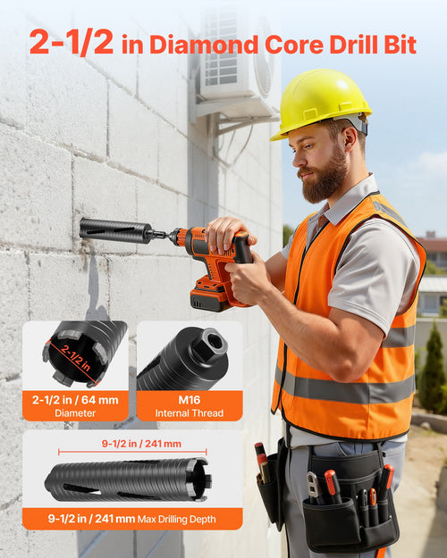Deimantinė gręžimo karūna VEVOR dry drill 63*240, 64 mm skersmens