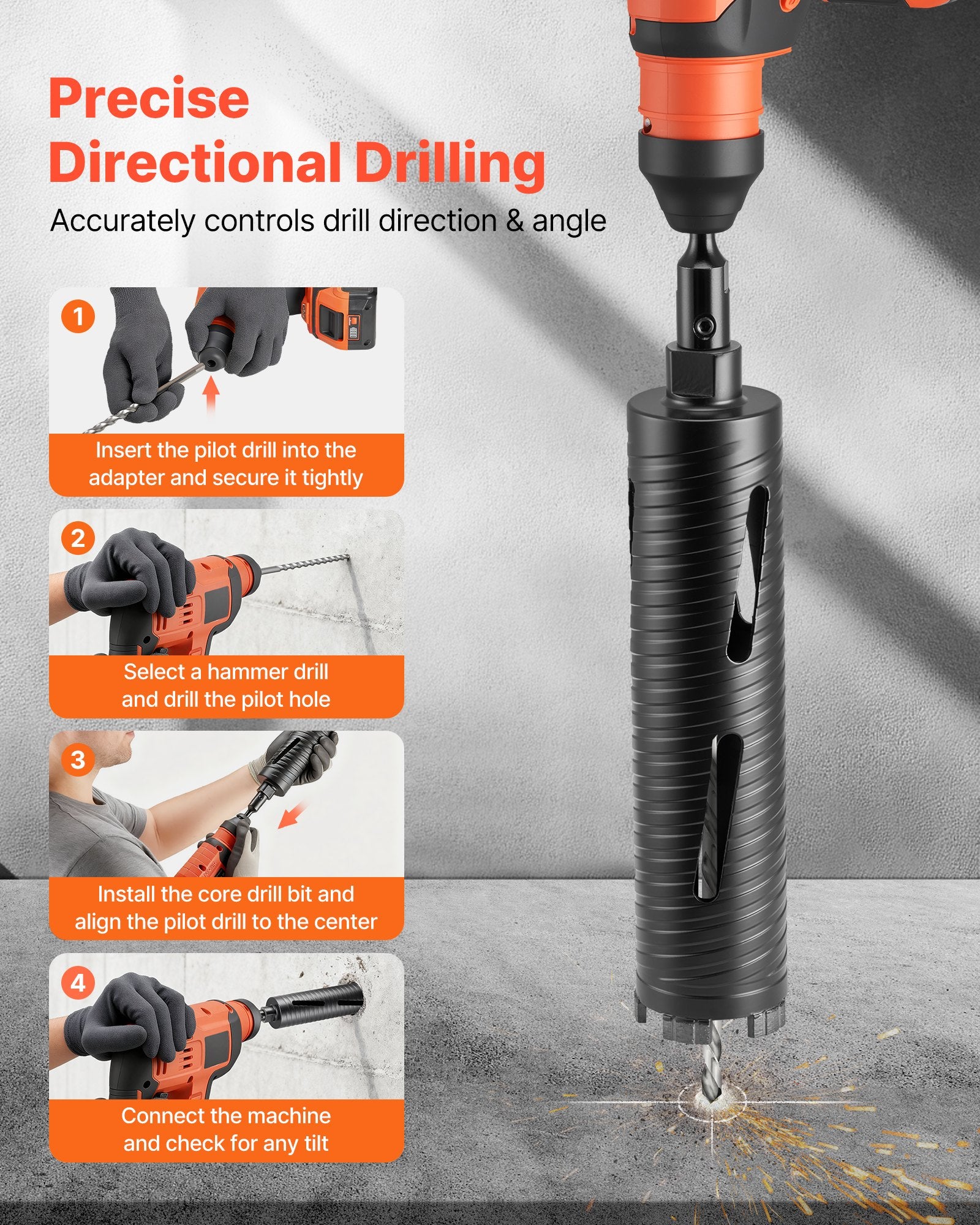 Deimantinė gręžimo karūna VEVOR dry drill 63*240, 64 mm skersmens