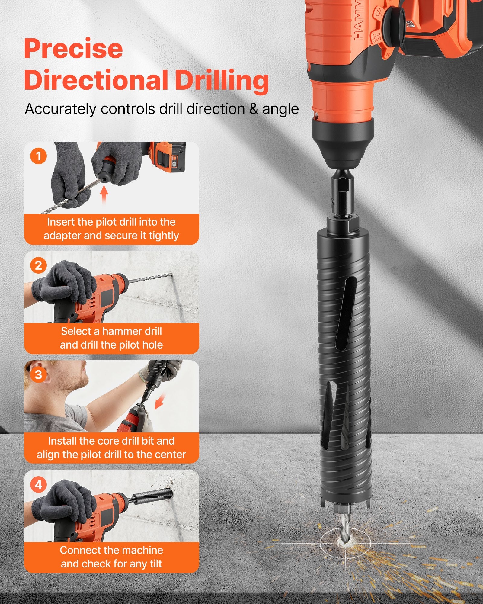 Deimantinė gręžimo karūna VEVOR dry drill 50*240, 51 mm