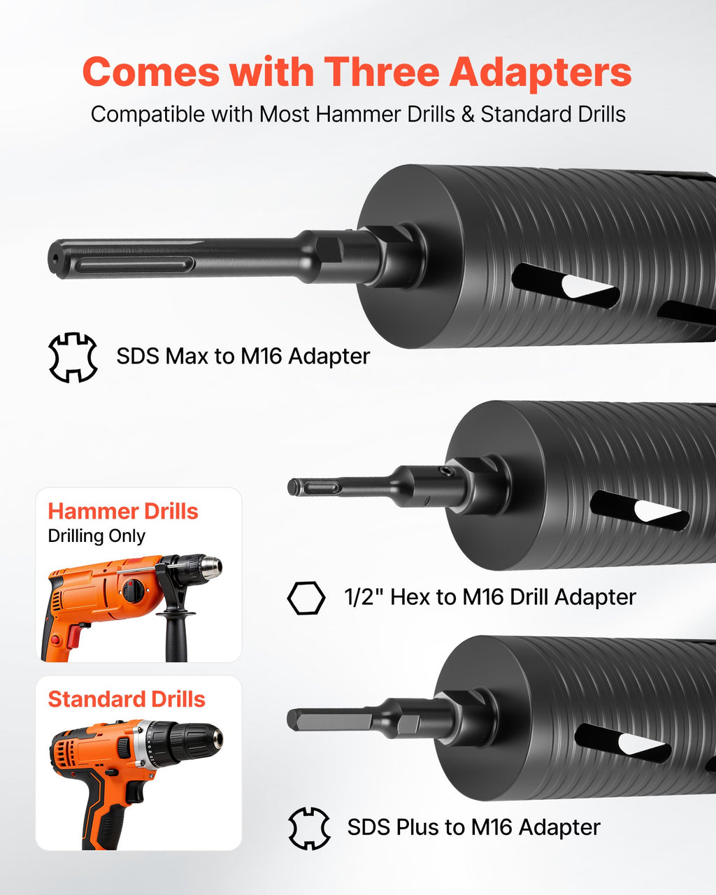 Deimantinė gręžimo karūna VEVOR dry drill 102*240 M16, 102 mm.