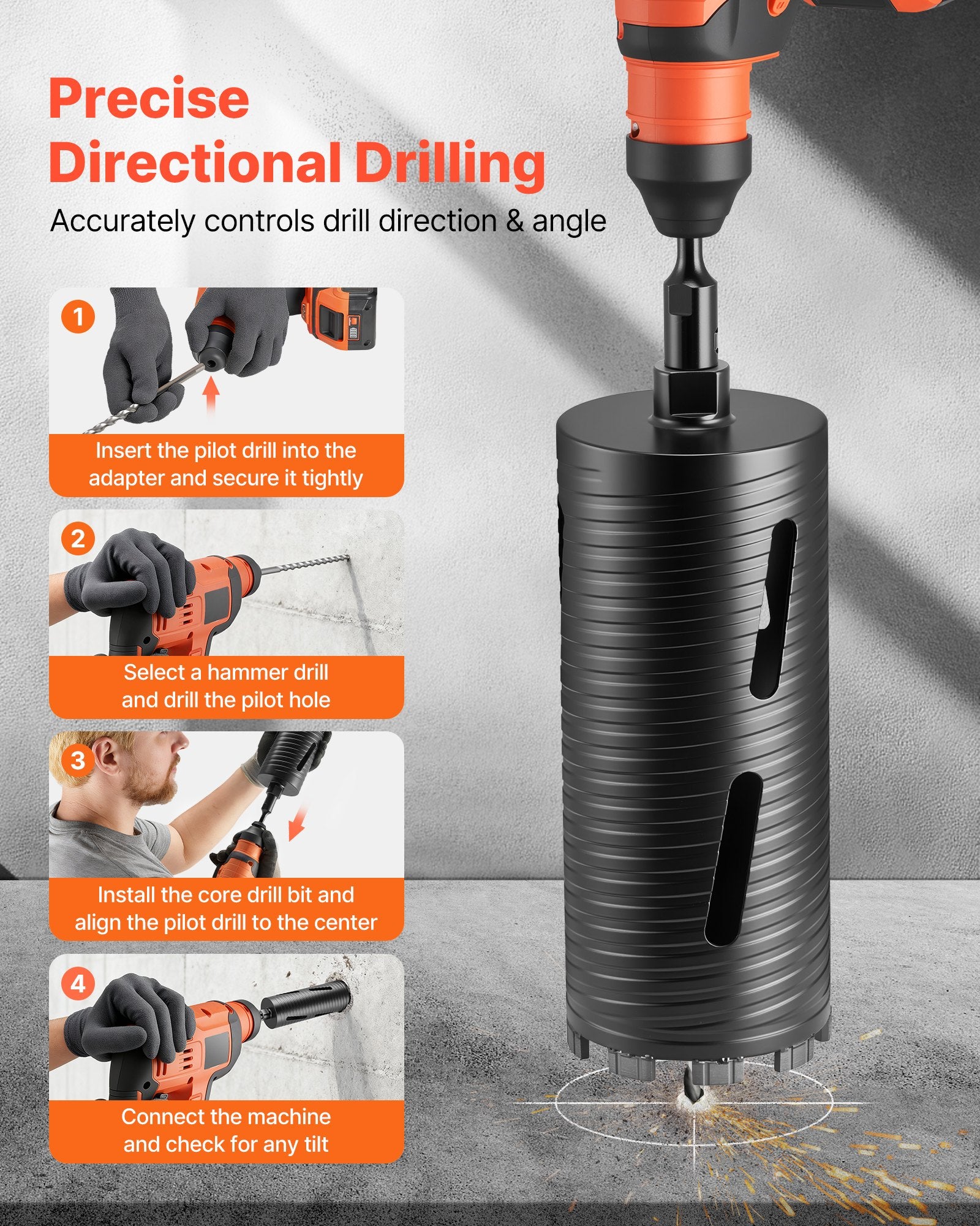 Deimantinė gręžimo karūna VEVOR dry drill 102*240 M16, 102 mm.