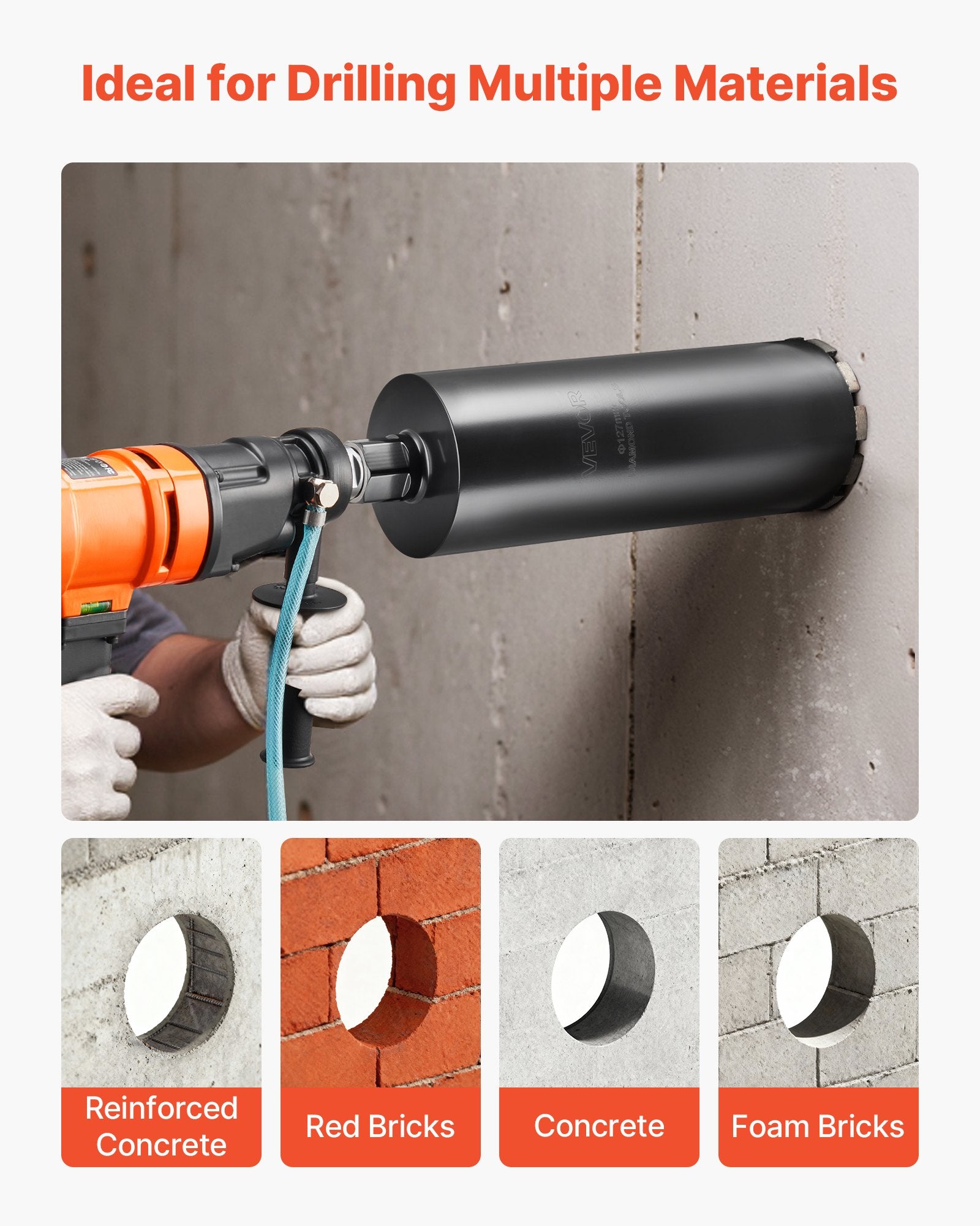 Deimantinė gręžimo karūna VEVOR 127*350, 127 mm skersmens