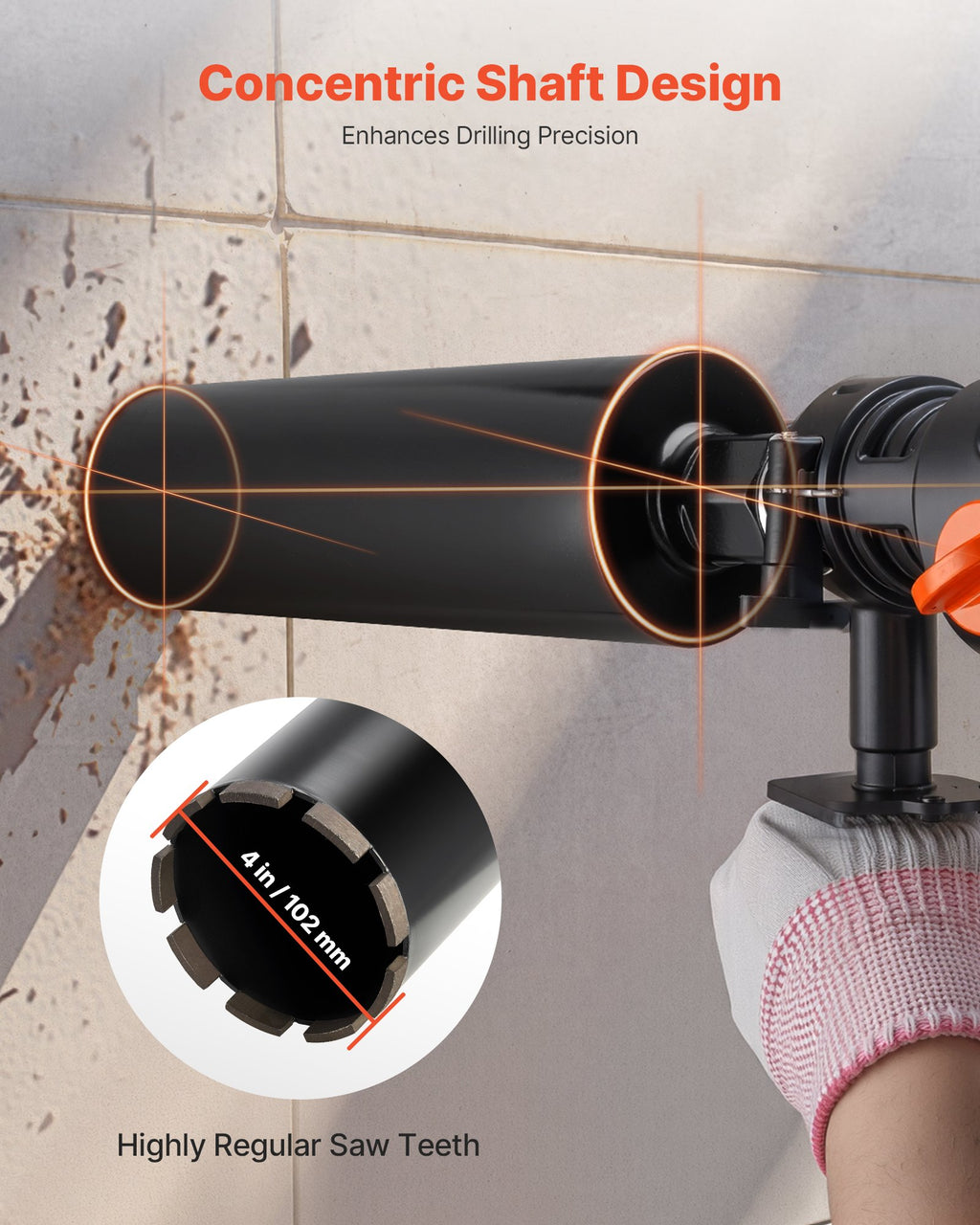 Deimantinė gręžimo karūna VEVOR 102*350, 102 mm skersmuo