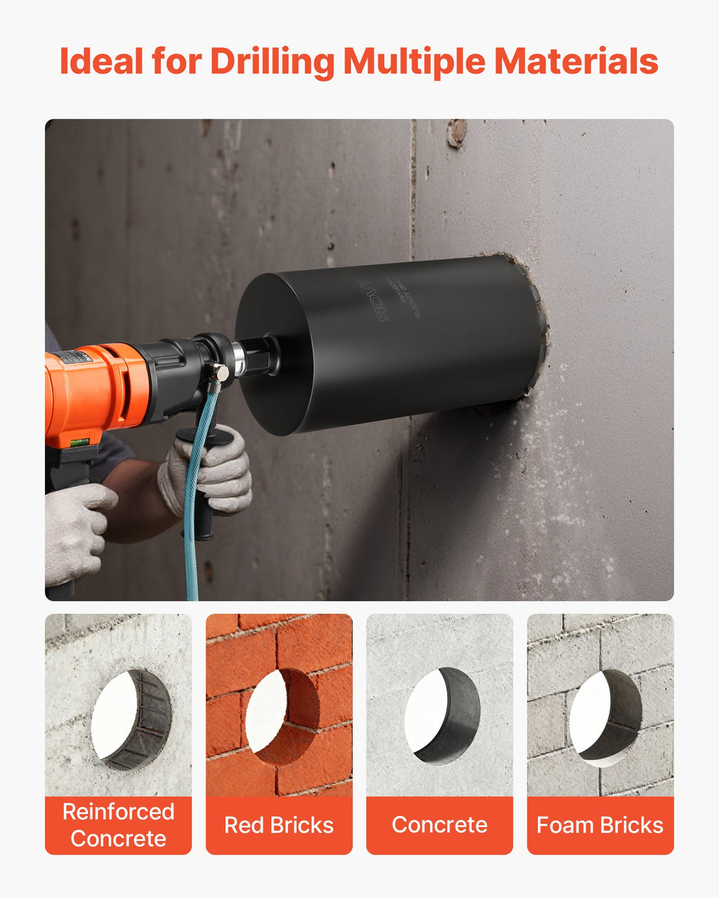 Deimantinė gręžimo karūna VEVOR 202*350, 203 mm skersmens