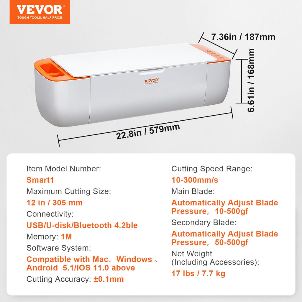 Vinilo pjovimo staklės VEVOR Smart1, 305 mm pjovimo plotis