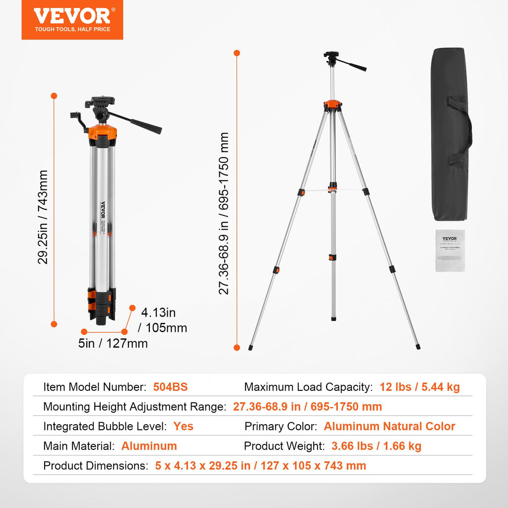 Lazerinio nivelyro stovas VEVOR 504BS, 175 cm aukščio